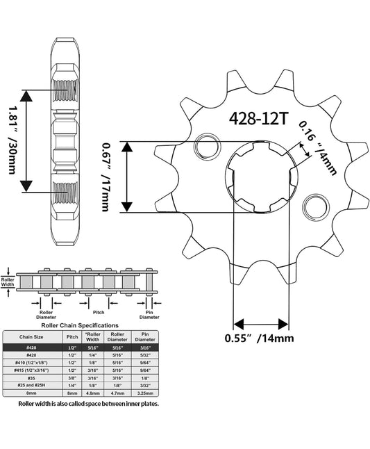 428 12T sprocket